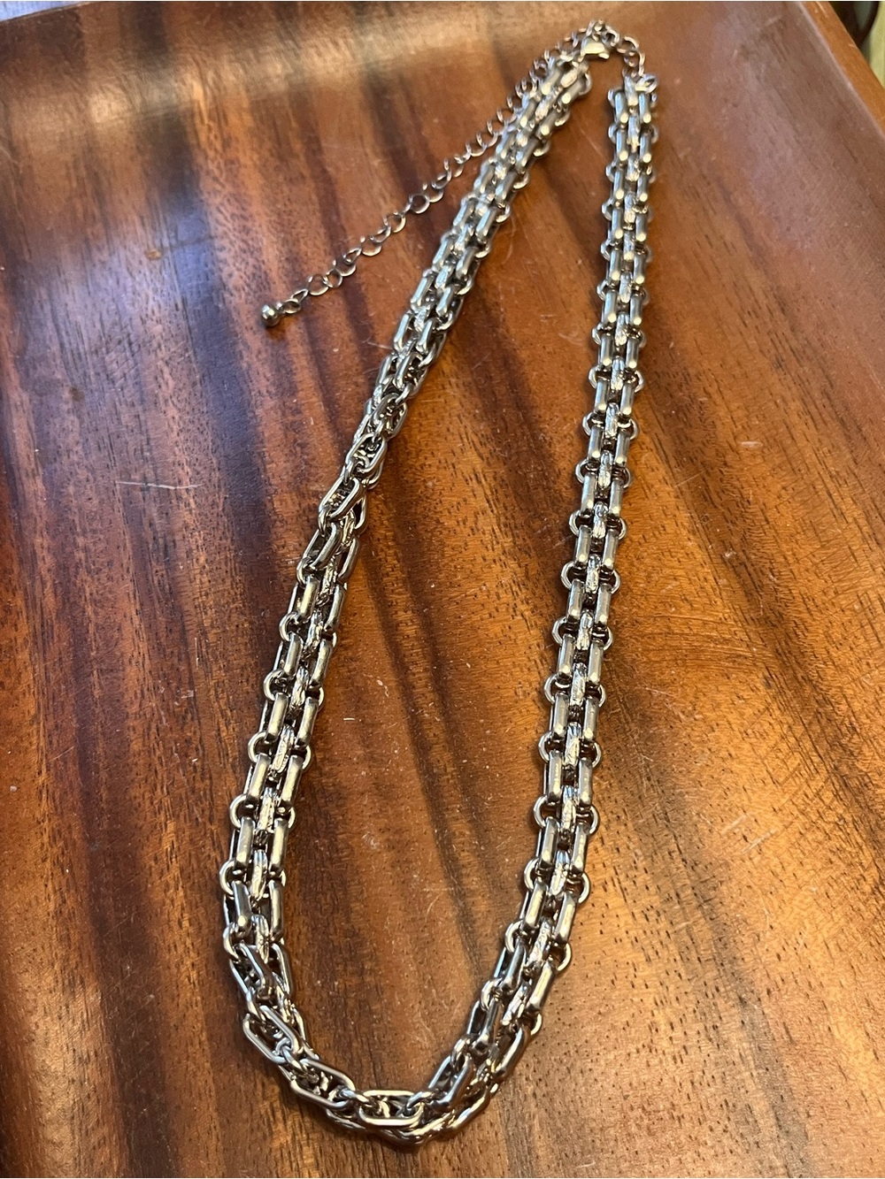 Silver-Tone Double Chain Necklace